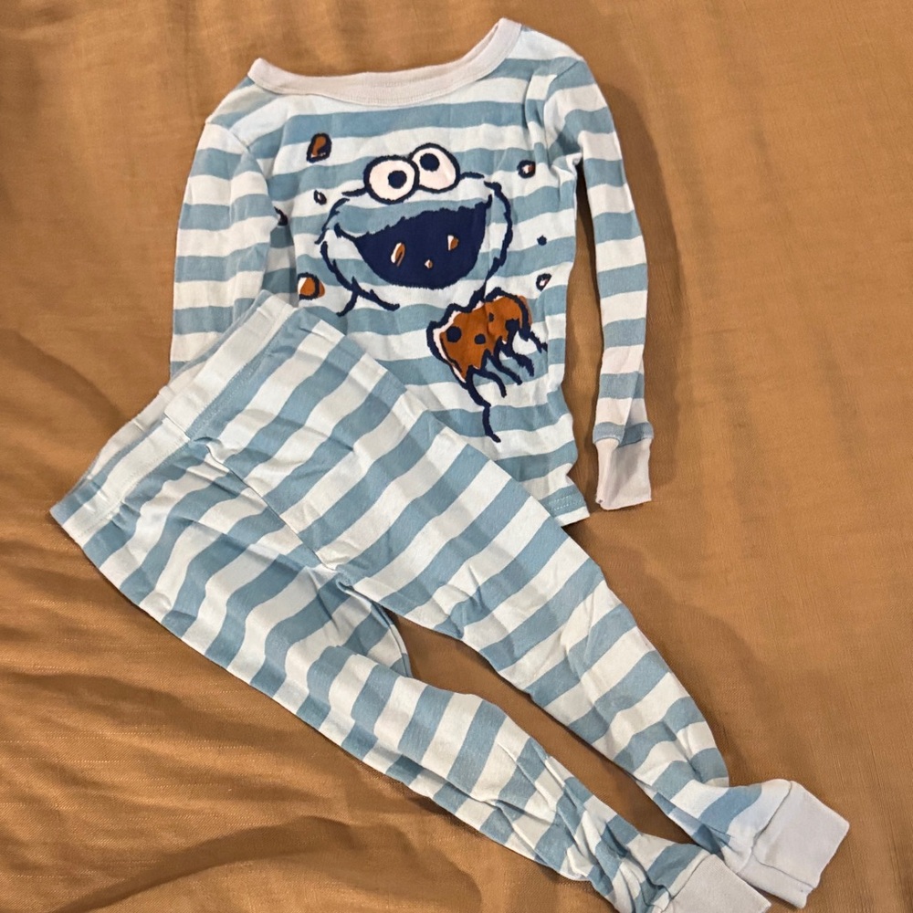Sesame Street Blue and White Striped Kids Pajama Set